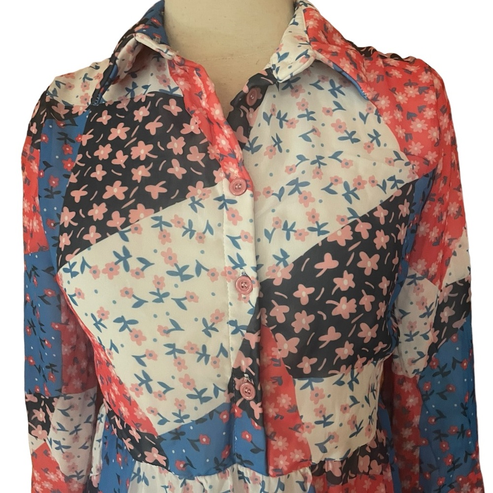 Vintage Loreen Fashion Floral Poly Prairie‎ Maxi Dress - Picture 2 of 6